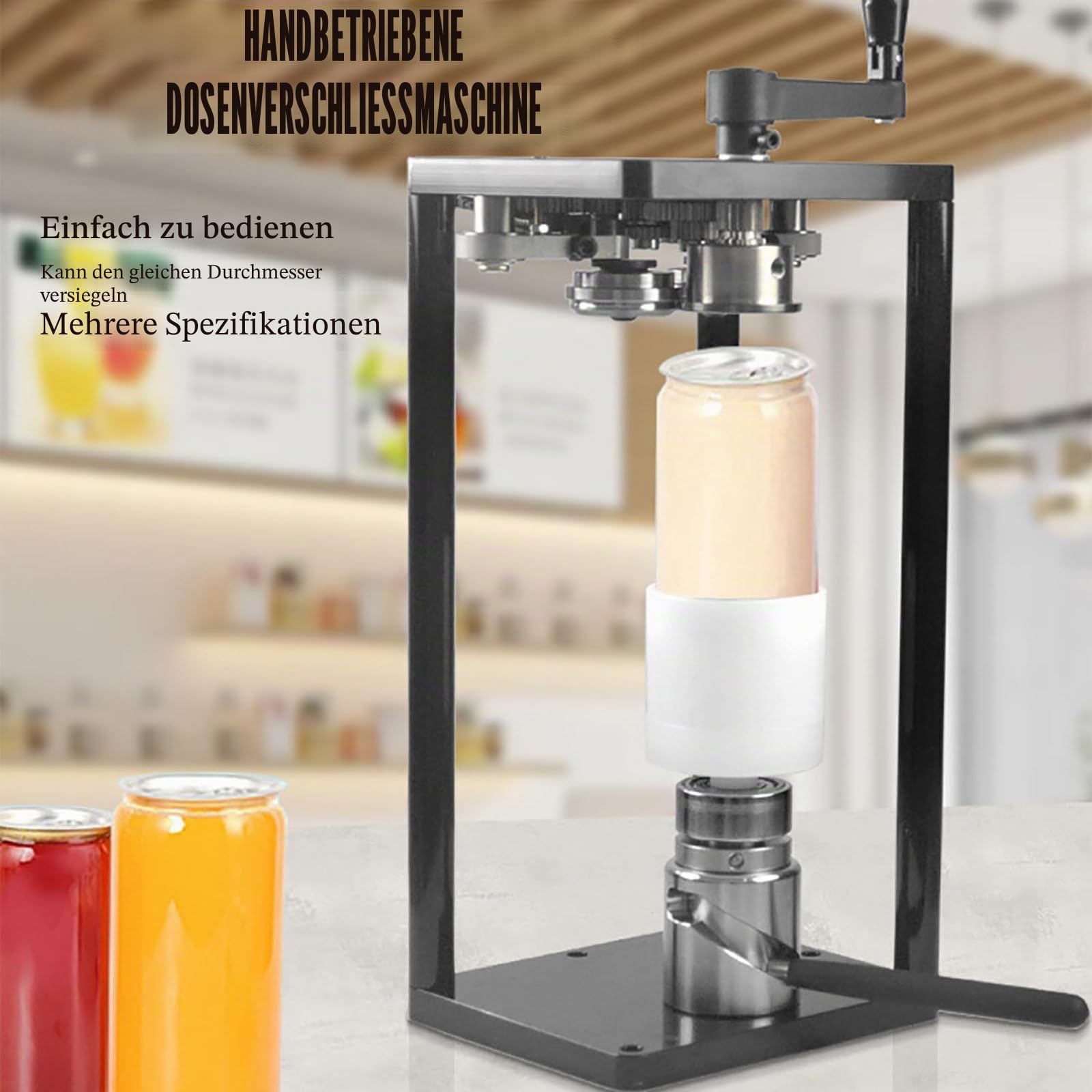 Manueller Dosenverschließer, Vakuumdosenverschließmaschine, Falzgerät, Edelstahlrollen und rotierende Wellen für Konserven, Milchtee, Kaffee