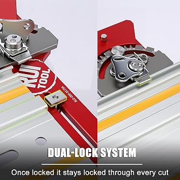 RUITOOL Adjustable Track Saw Square, 90 to 15 Dual-Direction Track Saw Guide Rail Square with Quick Positive Angle Stops & Cam-Lock, CNC Aluminum Track Saw Accessories for Festool & Makita