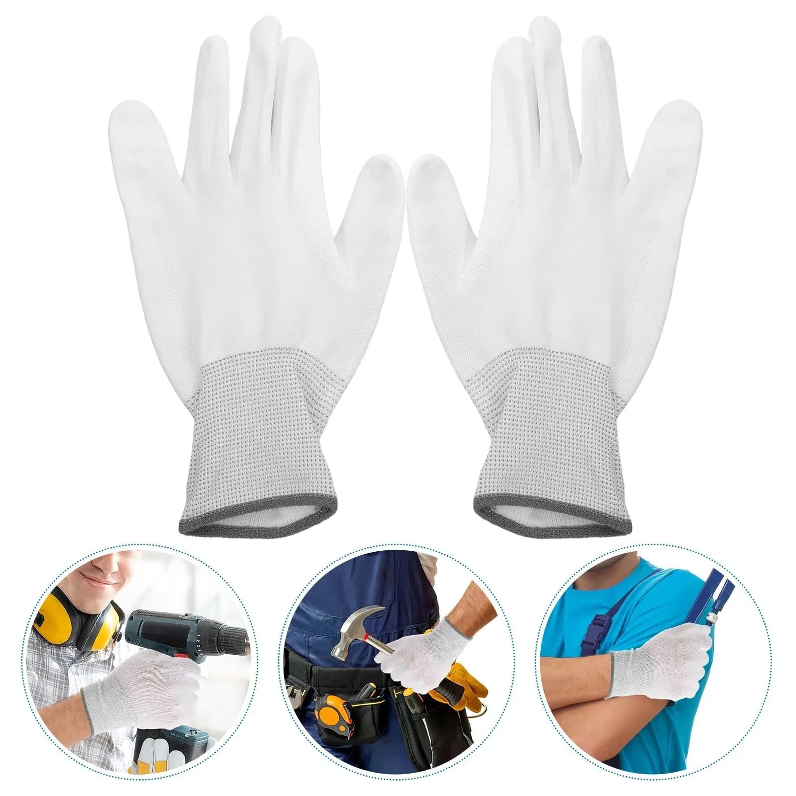 12 Stück antibeschichtete Polyester-Arbeitshandschuhe aus Nylon mit antistatischem Schutz for Mechaniker und Elektriker, dünne Handschuhe