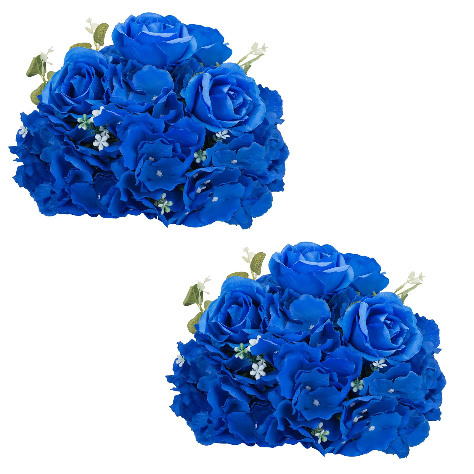 NUPTIO Royal Blue Flowers for Centerpieces: 2 Pcs 11.8 inch Diam Artificial Flower Balls for Centerpieces - Fake Flower Ball Arrangement Bouquet Rose Wedding Centerpieces for Tables Decorations