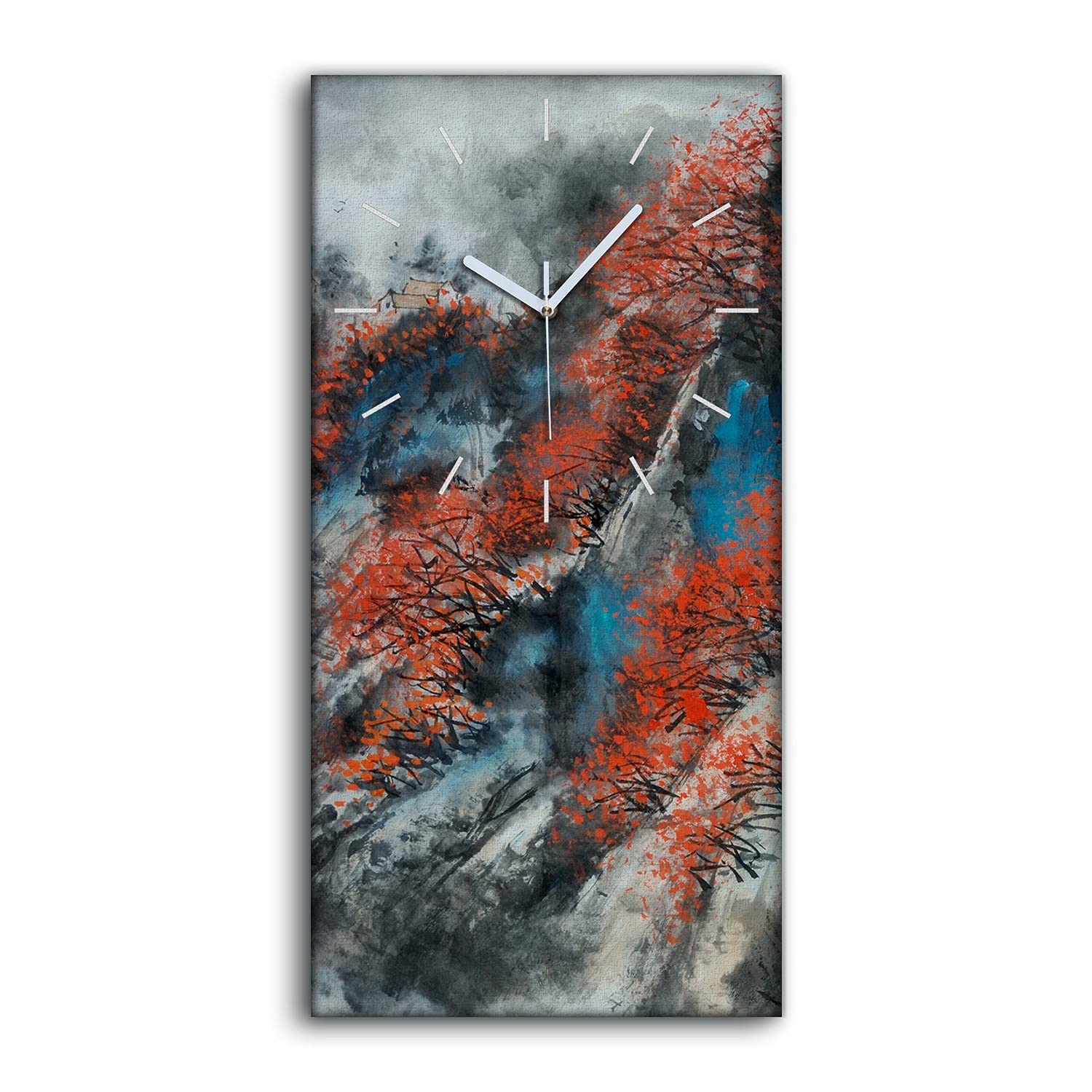 Horloge sur Toile Mains Blanches Silencieuse Tableau Art Moderne 30x60cm