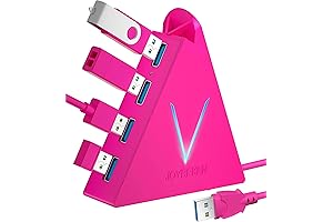 JoyReken 4-Port USB 3.0 Hub in Hot Pink: Elevate Your Workspace with Style and Functionality