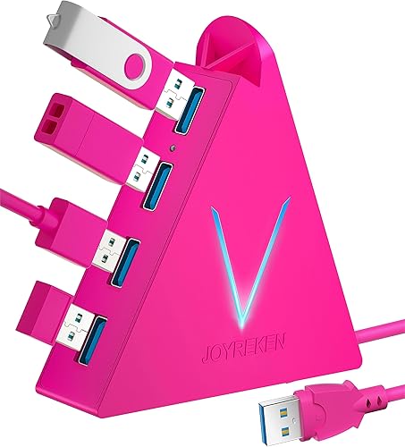 Hub USB 3.0, JoyReken - Divisor USB de 4 puertos para laptop, adaptador de teclado y mouse PS4 compatible con Xbox, PC, MacBook, Surface Pro, unidad