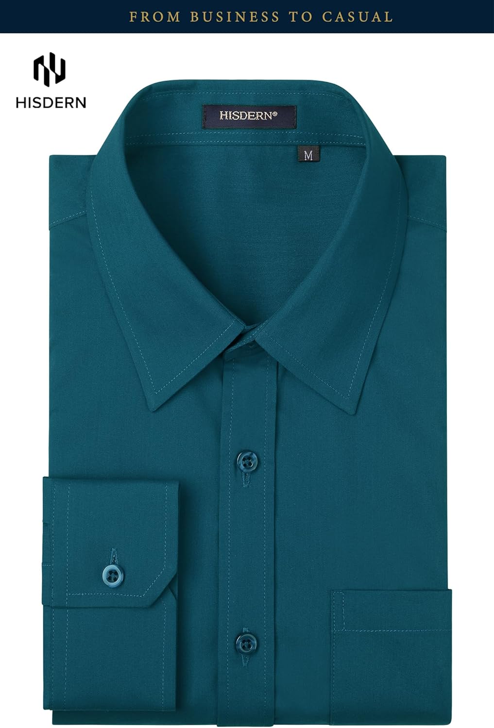 HISDERN Mens Dress Shirts Long Sleeve Button Down Casual Shirts for Men Inner Contrast Formal Business Tuxedo Wedding Shirt - Image 4