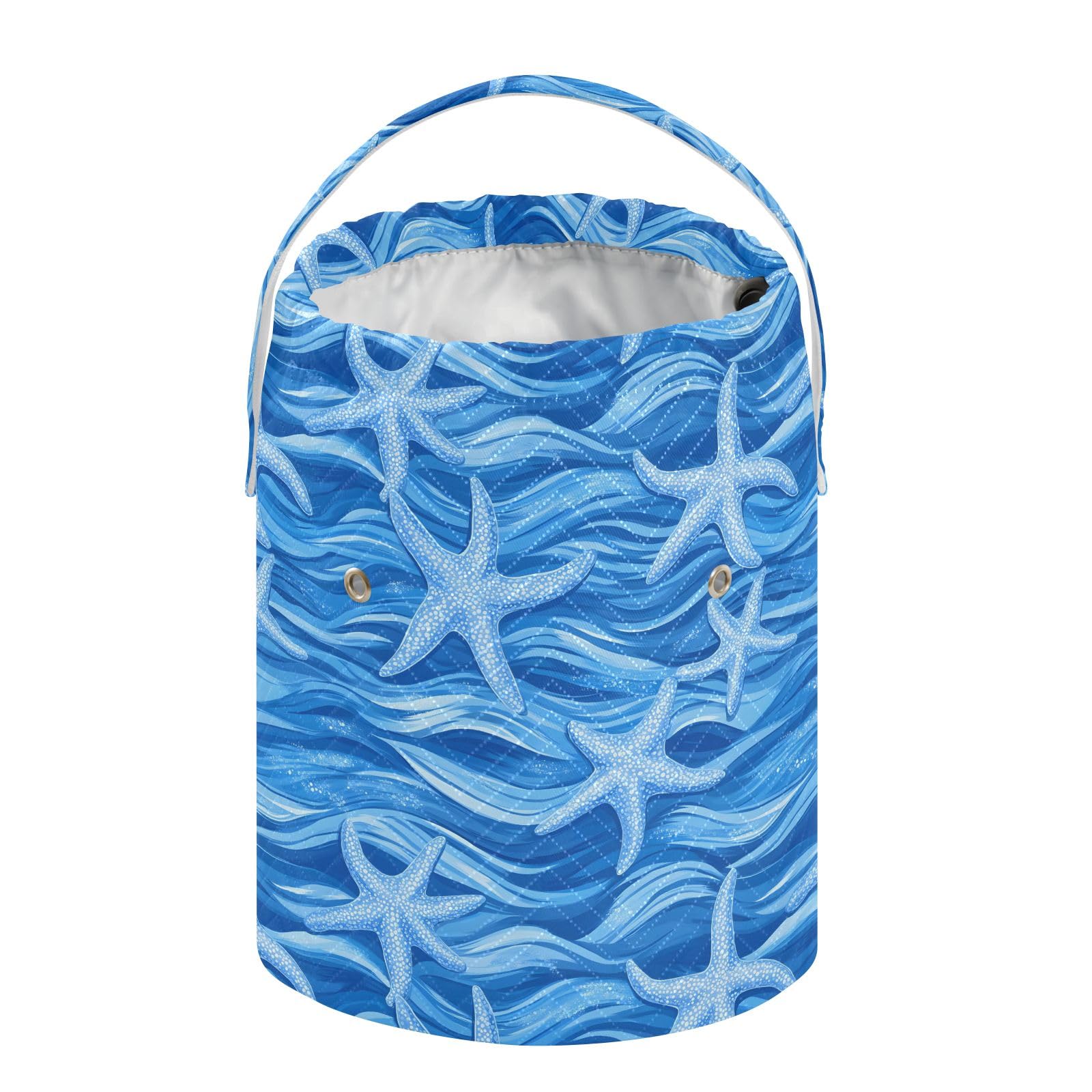 Yarn Storage Bag Small Crochet Bag Knitting Bag Organizer Blue Starfish Yarn Bags for Crocheting Basket