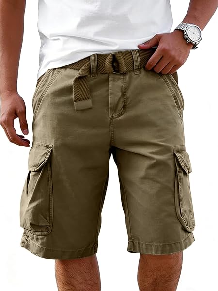 CLOAKA Kurze Hosen Herren Baumwolle Stretch Baggy Cargo Shorts Sommer Outdoor Casual Cargohose Herren Kurz mit Taschen - 3