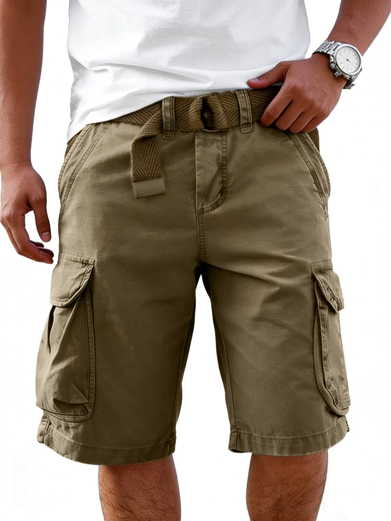 CLOAKA Kurze Hosen Herren Baumwolle Stretch Baggy Cargo Shorts Sommer Outdoor Casual Cargohose Herren Kurz mit Taschen - 4