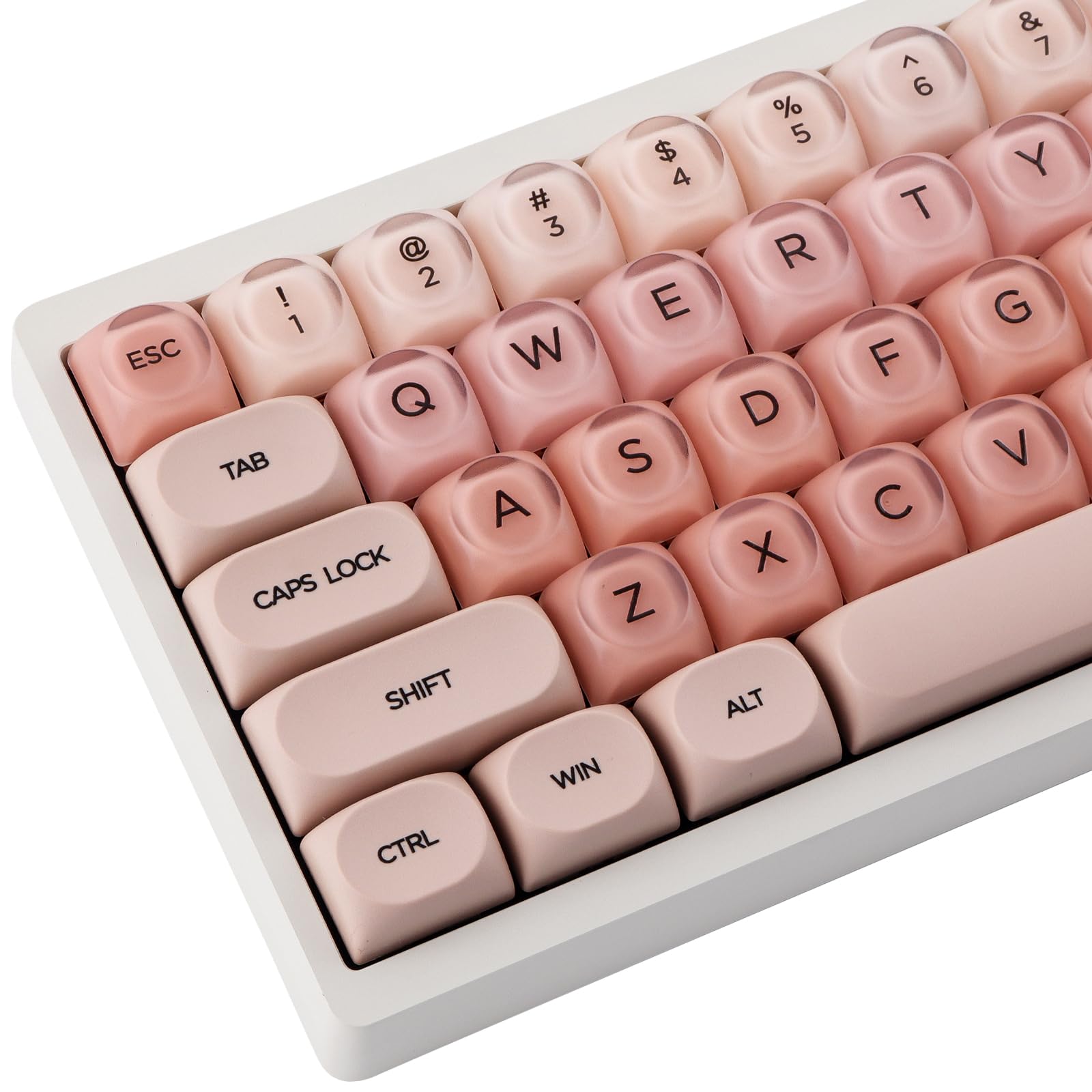 Crystal Jelly PBT Keycaps - 132 klawisze HOA Profile przezroczyste Double Shot Pink Foundation Keycaps for Cherry MX Switch Mechanical Keyboards