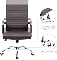 Vista 7 de KaiMeng Escritorio de oficina acanalado con respaldo medio, silla de computadora de altura ajustable para conferencias, tareas ejecutivas, Marrón