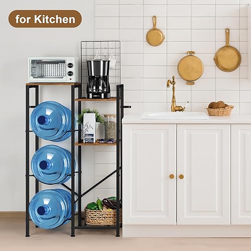 Miniatura 2 de Vrisa Soporte para jarra de agua de 5 galones con mesa de bar, soporte para jarra de agua de 3 niveles, base organizadora para jarra enfriadora de