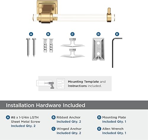 Vista 271 de Amerock BH36062CG10 - Toallero de mano Glacio de 5-7/16 pulgadas de longitud para pared de baño y cocina pequeña, accesorios de baño Transparente