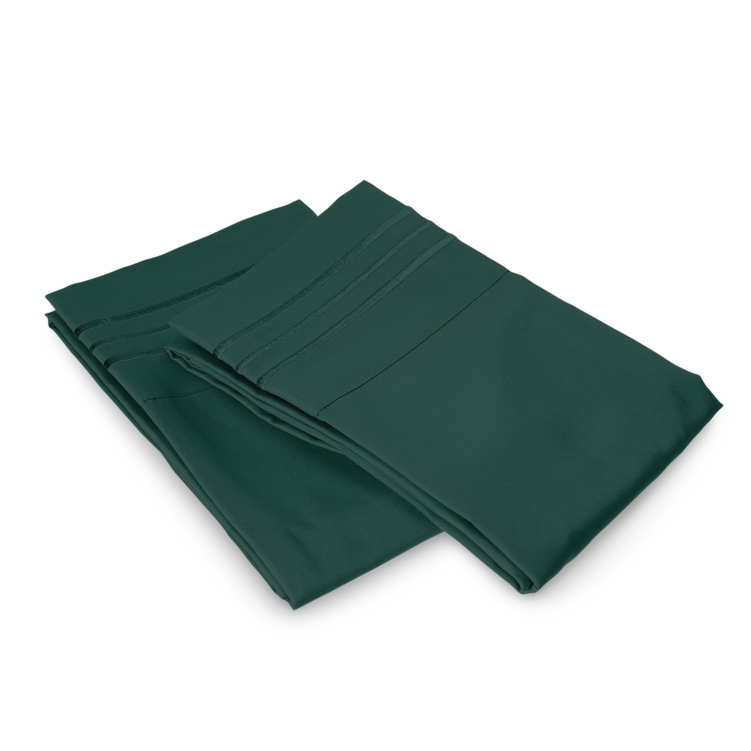 Elegant Comfort Lot de 2 taies d'oreiller Ultra Douces en Microfibre 1500 de qualité hôtelière Double brossée, Infroissable, Taille Standard/Grand lit, Vert Chasseur