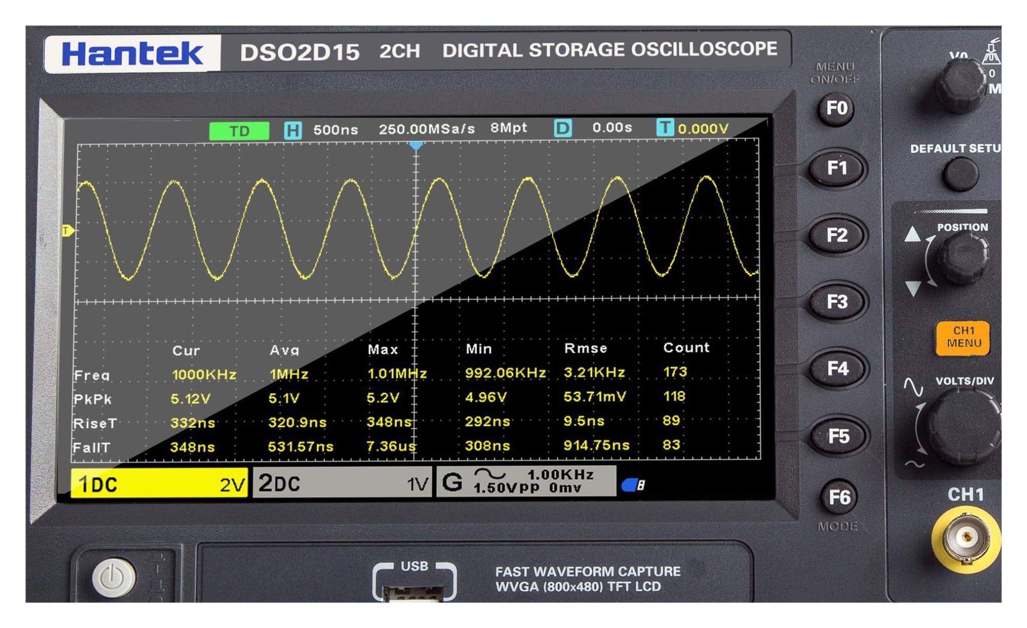Oscilloscopio di generazione del segnale a memoria digitale a doppio canale 100M 150M 1GS/s Facilità Di Misurazione(DS02D10)