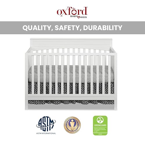 Miniatura 5 de Oxford Baby Harper, Cuna convertible 4 en 1, blanco nieve, con certificado GreenGuard Gold