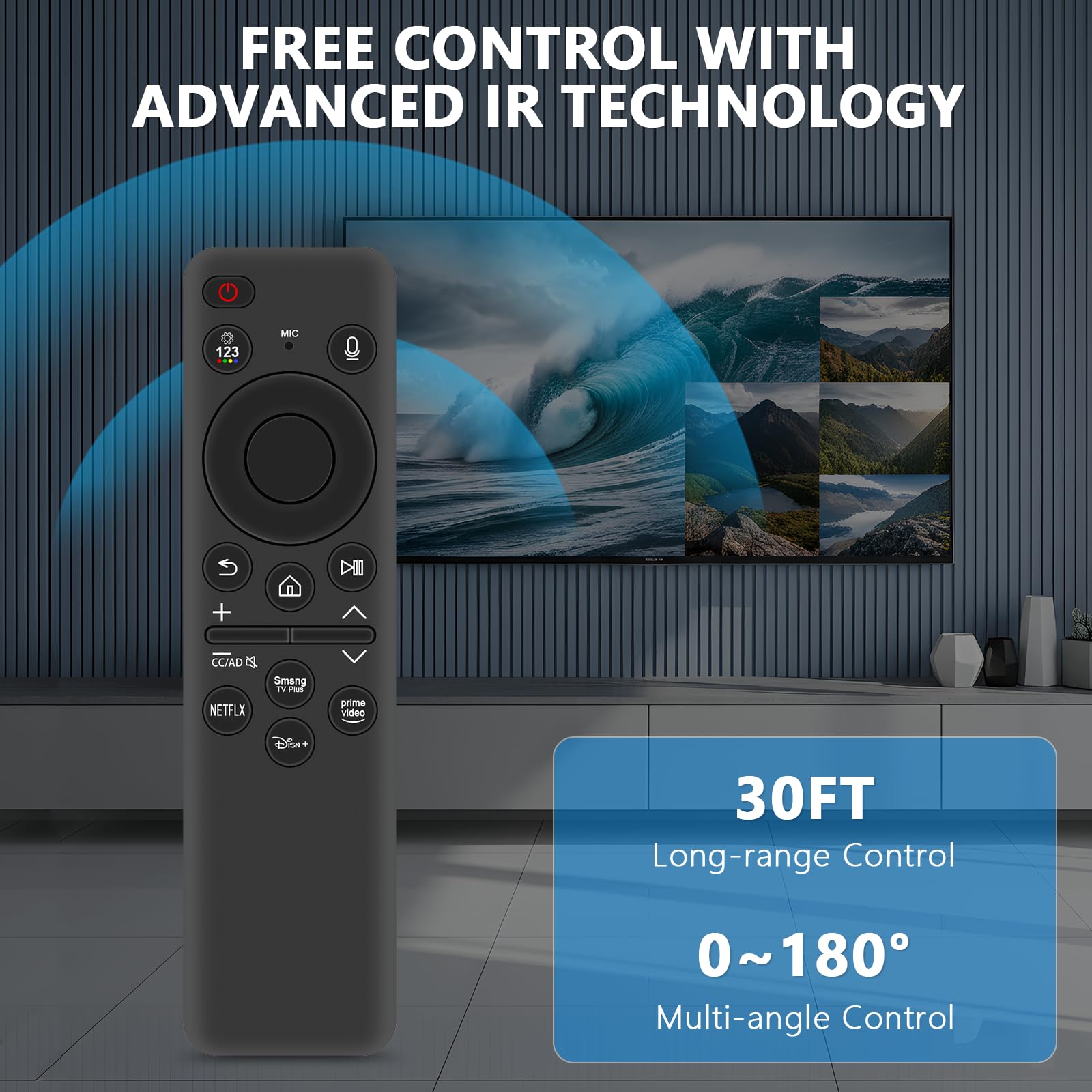 Telecomando vocale di ricambio BN59-01432A adatto per Smart TV Samsung 2023-2024 Neo QLED 8K, HDR Ultra HD, VG-TM2360E
