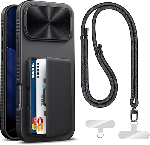 Miniatura 41 de Funda para iPhone Air con soporte para tarjetas, soporte integrado y cubierta para lente de cámara, a prueba de golpes, de silicona resistente a