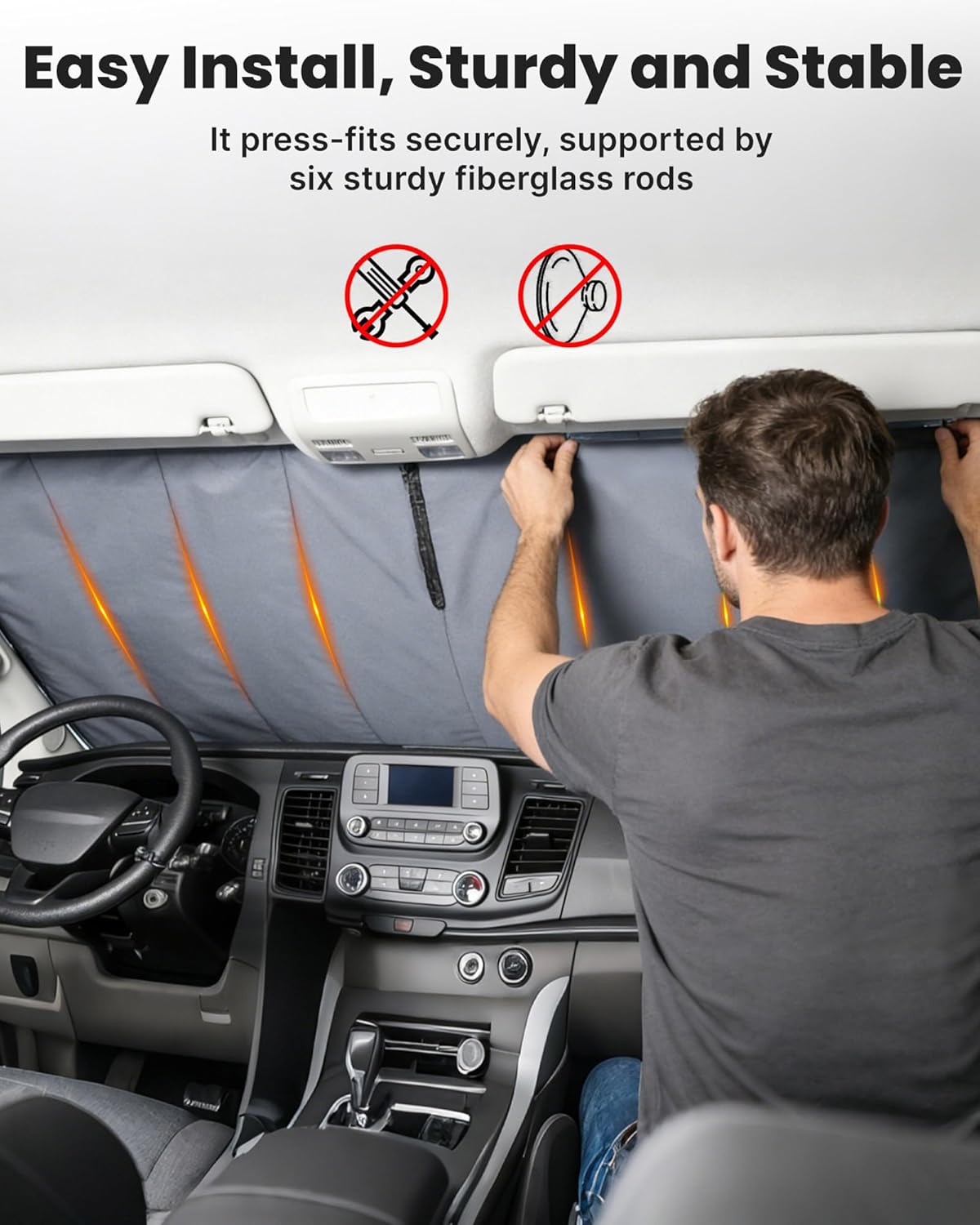 MELIPRON Van Windshield Covers Fit for Mercedes-Benz Sprinter NCV3/VS30 2007-2025, Blackout Privacy & Thermal Insulation Window Cover for Van Life & Camping, Custom Fit, Easy Install, Gray