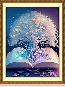 JSRQT DIY Cross Stitch Kits for Beginners,11CT Counted Needlework Kits for Adults,Stamped Cross Stitch Kit with Printed Tree Pattern,Hand Embroidery Kits for Home Wall Decor (36x46cm)