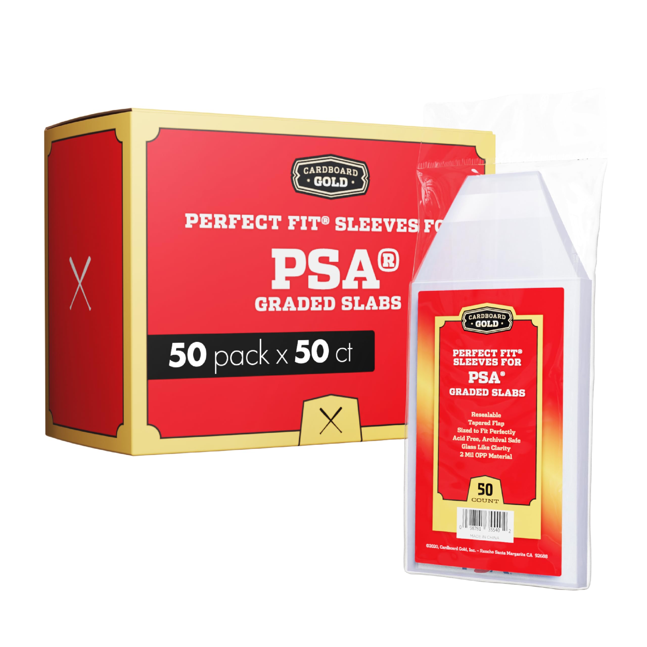 Amazon.com: Cardboard Gold PSA Graded Card Sleeves – 2500 Count with PSA  Logo, Resealable Slabs Sleeve