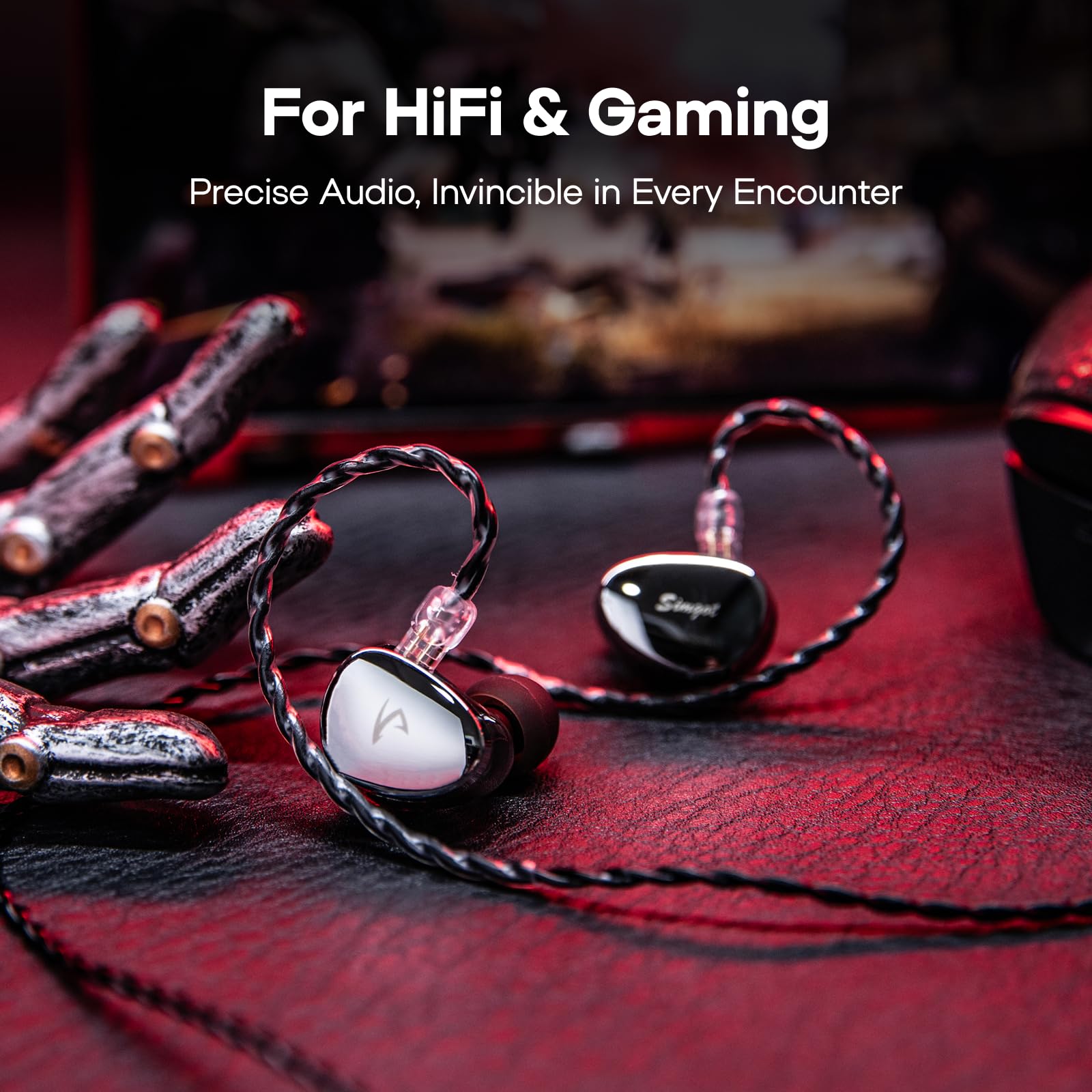 Linsoul SIMGOT EG280 In Ear Monitor, 1DD+1Planar HiFi IEM, Cuffie da Gaming con Microfono, Cavo OFC Staccabile da 1,7 metri con 2pin, con Adattatore USB-C, per Giochi FPS e Musicisti Audiophile