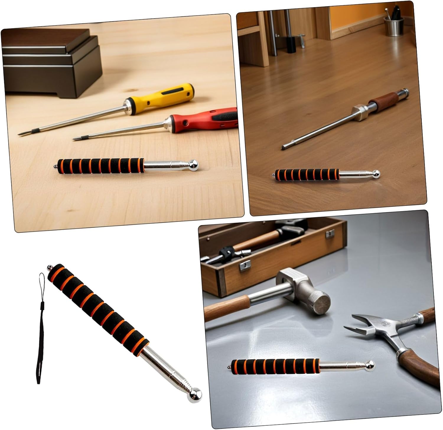 1. Telescopic Rod Detection Hammer Hollowing Drum Inspection Tool for Home Use Lightweight with Lanyard for Easy Handling and Accurate Sound Detection