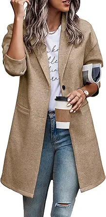 PRETTYGARDEN Women Plaid Shacket Jacket Trendy Fall Casual Button Wool Blend Tartan Trench Coat Winter Clothing with Pockets
