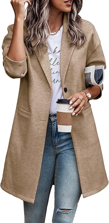 PRETTYGARDEN Women Plaid Shacket Jacket Trendy Fall Casual Button Wool Blend Tartan Trench Coat Winter Clothing with Pockets