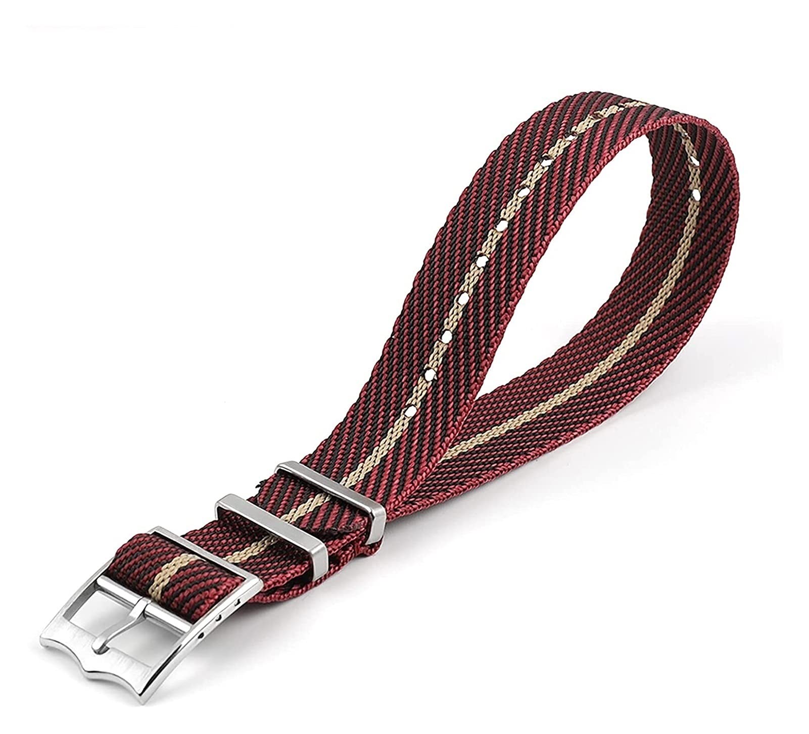 FEFD Single Pass Nato Style Special Fabric Wrist Bracelet Watch Strap 20 MM 22MM Nylon Nato Watchband (Color : Black red khaki, Size : 20mm)
