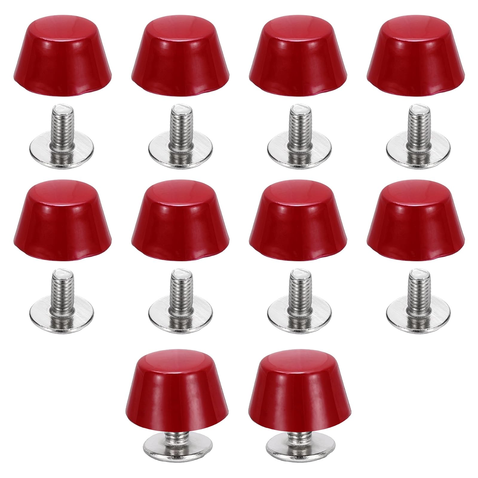 sourcing map 6 Sets Rivets Stud Handbag Purse Feet 12mm / 1/2" Screw Back Spikes Nailhead Flat Head Stud Rivet Buckle Leathercraft for Leather DIY Collar Belt Bag Totes, Red