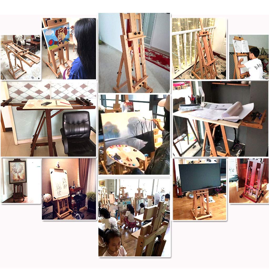 Chevalet de Peinture en Bois, Grand chevalet Multifonctionnel Professionnel en hêtre pour Studio, Support d'affichage publicitaire pour Toiles d'intérieur avec Panneau 4K