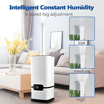 Large Industrial Humidifier, 16L Commercial Whole House Humidifier with Remote Control, 12h Timer, 3-speed Fog Adjust, 3 Core Atomizers, for Office Workshop Area 50-200㎡