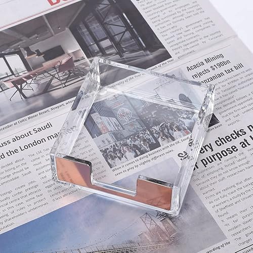 Miniatura 6 de Fulvari Juego de 2 soportes para bloc de notas acrílico transparente, soporte cuadrado para notas adhesivas de 3 x 3 pulgadas, organizador de