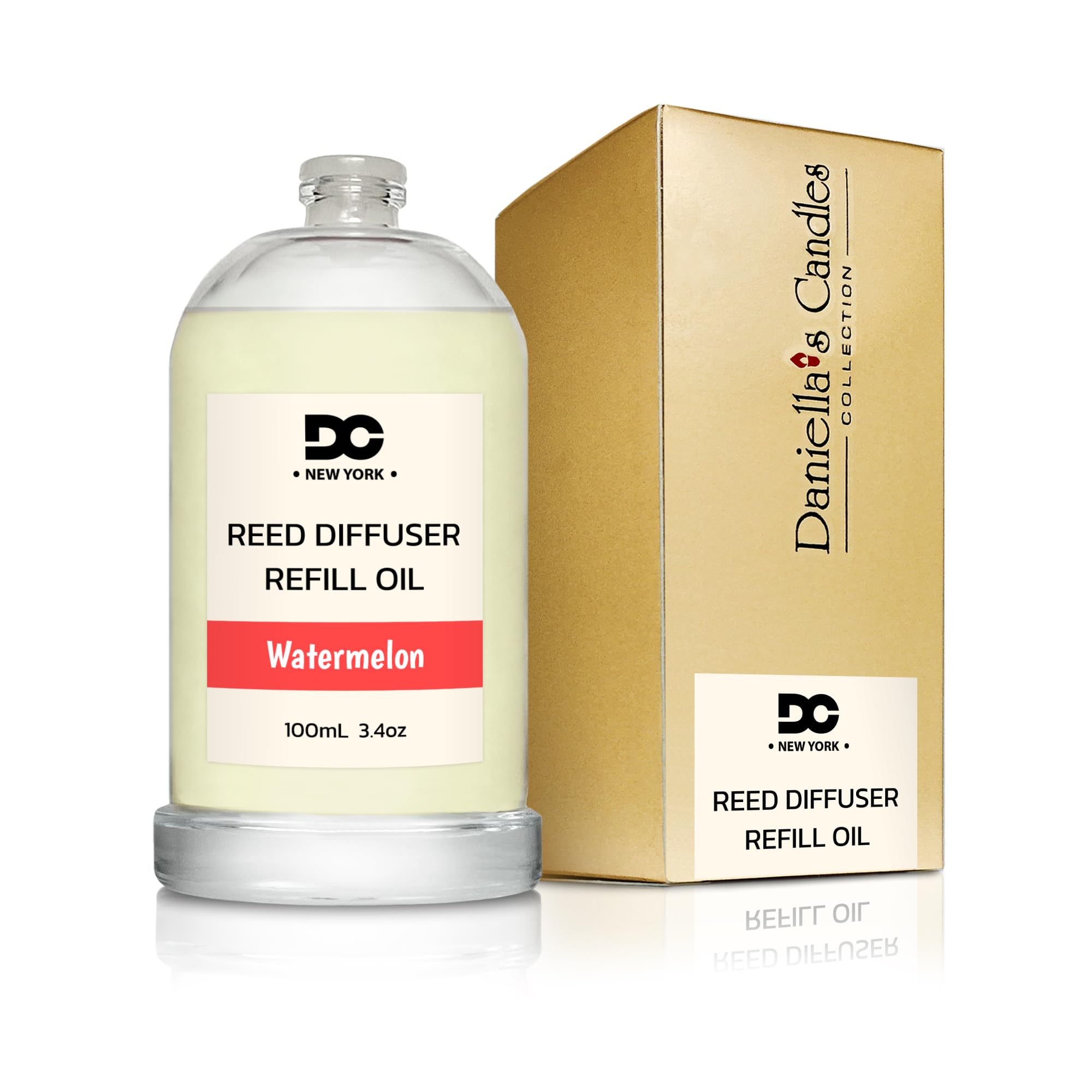 Daniella's Candles Watermelon Reed Diffuser Refill Oil, 3.4oz/100ml, Premium Fragrance Oil, Home Fragrance, Oil for Reed Diffuser, Clear