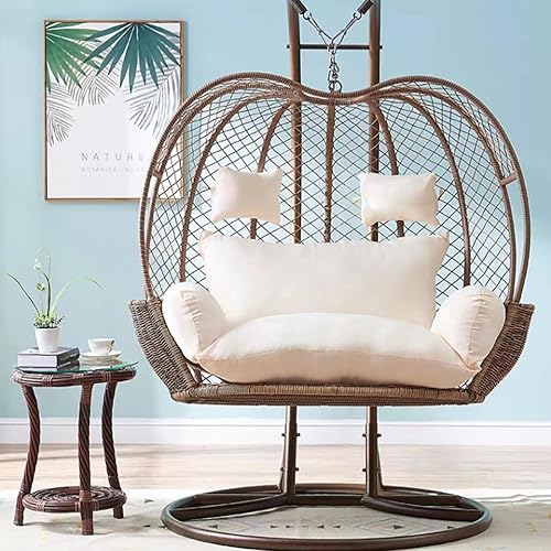 Miniatura 4 de GARCAN Cojín para silla de columpio tipo hamaca, cojín de repuesto para silla de columpio, cojín doble para silla de huevo, de lujo, para patio al