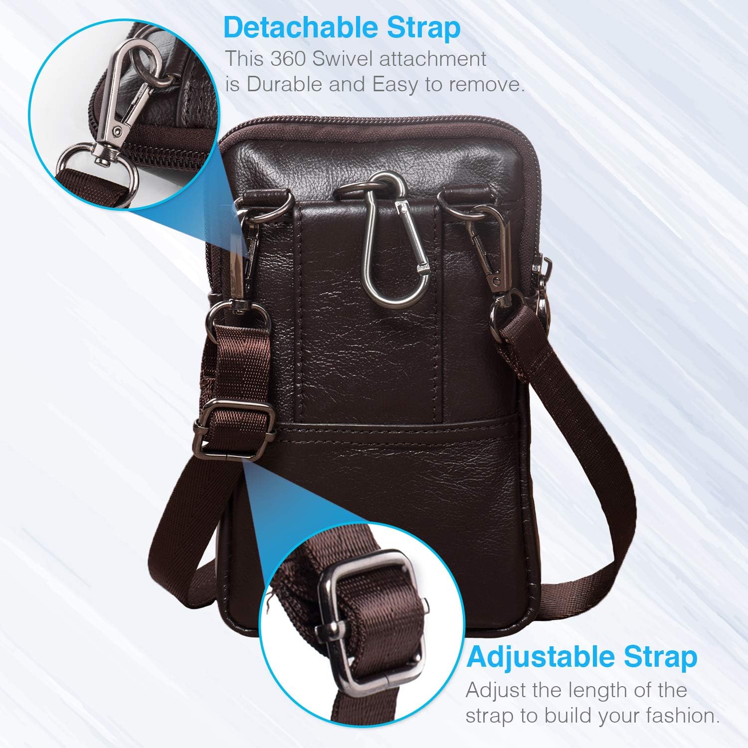 Free Shipping 🛒 Hengwin Leather Cell Phone Holster for iPhone 13 Pro Max XR Samsung Galaxy A32 A52s S21 FE S22 Ultra 5G Wallet Case with Belt Clip Loop Pouch Crossbody Purse Messenger Bag with Shoulder Strap (Coffee)