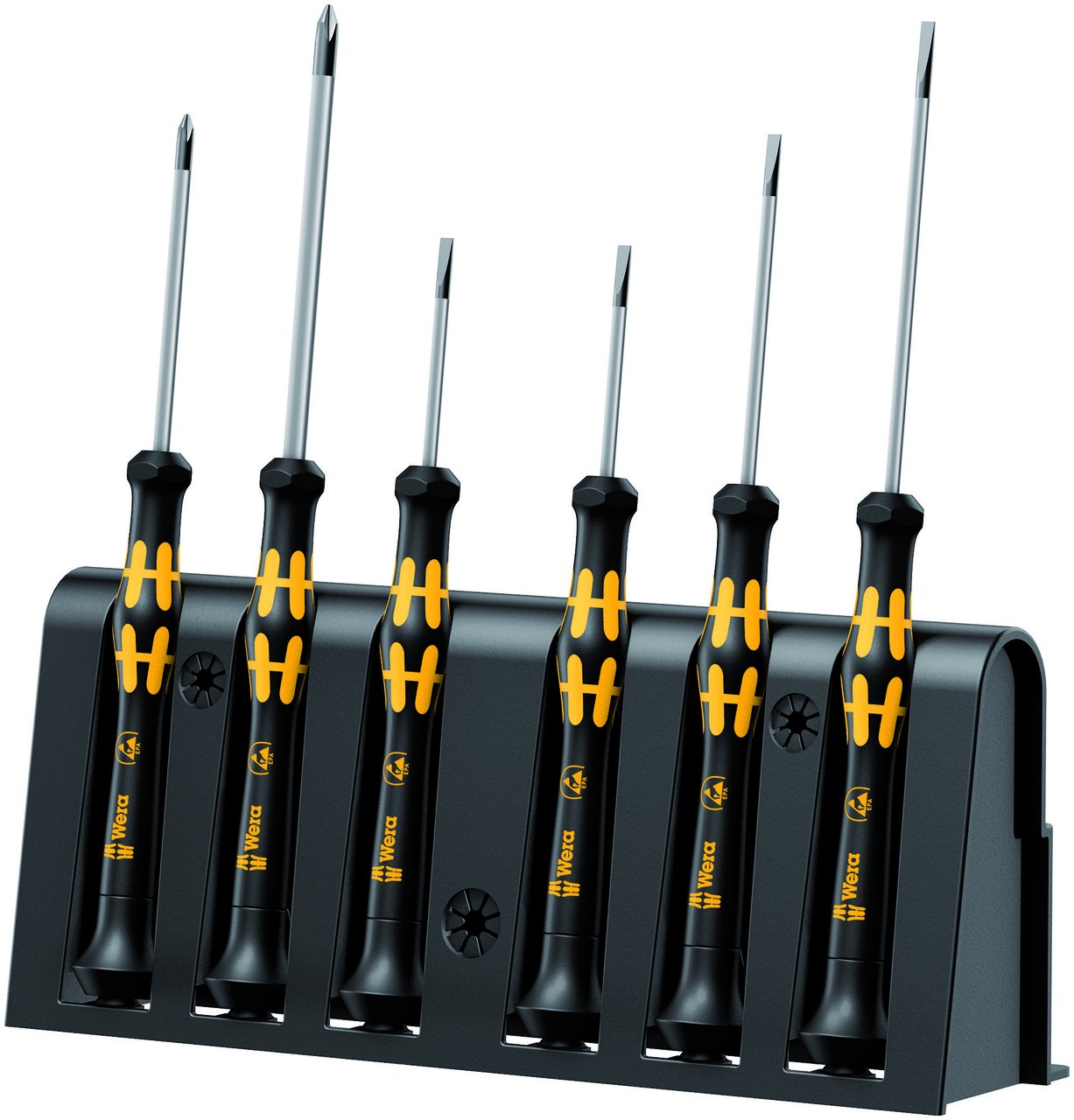 Wera - 5030170001 1578 A/6 Electronics Screwdriver Set and Rack, 6-Piece Set