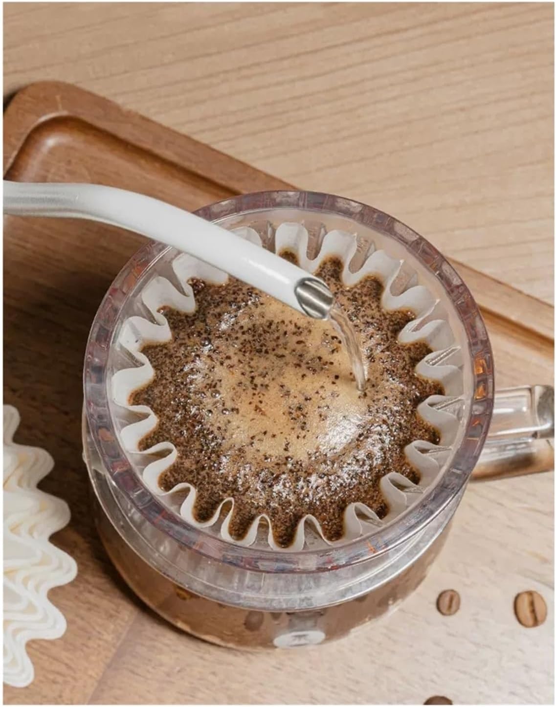Coffee Dripper Crystal Pour Over Filter Coffee Maker Flat Bottom Filter Cup Hand Made Cake Filter Cup,Compatible With Timemore，B75(Combination 1)