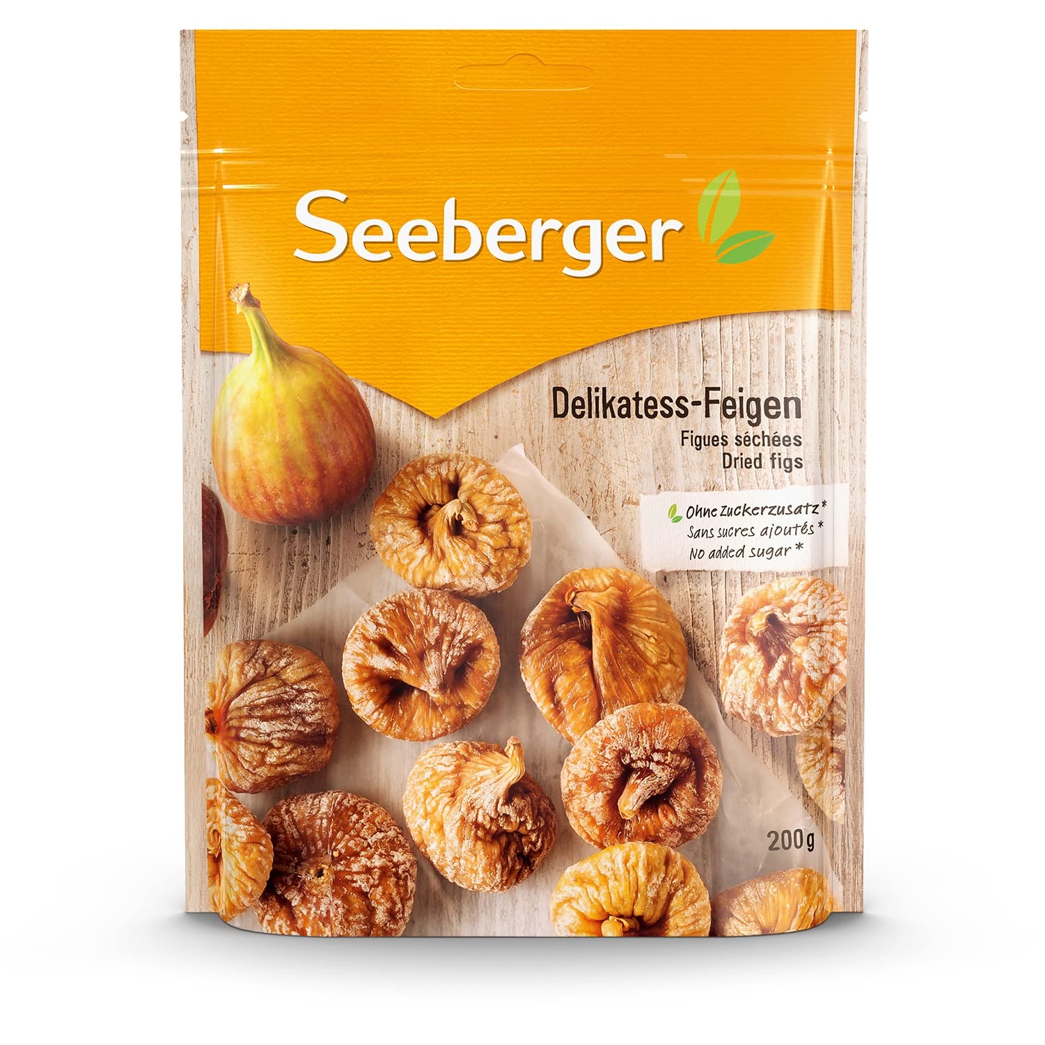 Seeberger Delikatess-Feigen 12er Pack, Sonnenverwöhnte goldbraune Trockenfeigen - honig-süß zum Backen, Kochen, Snacken - essfertig, getrocknet - ohne Zuckerzusatz, vegan (12 x 200 g)