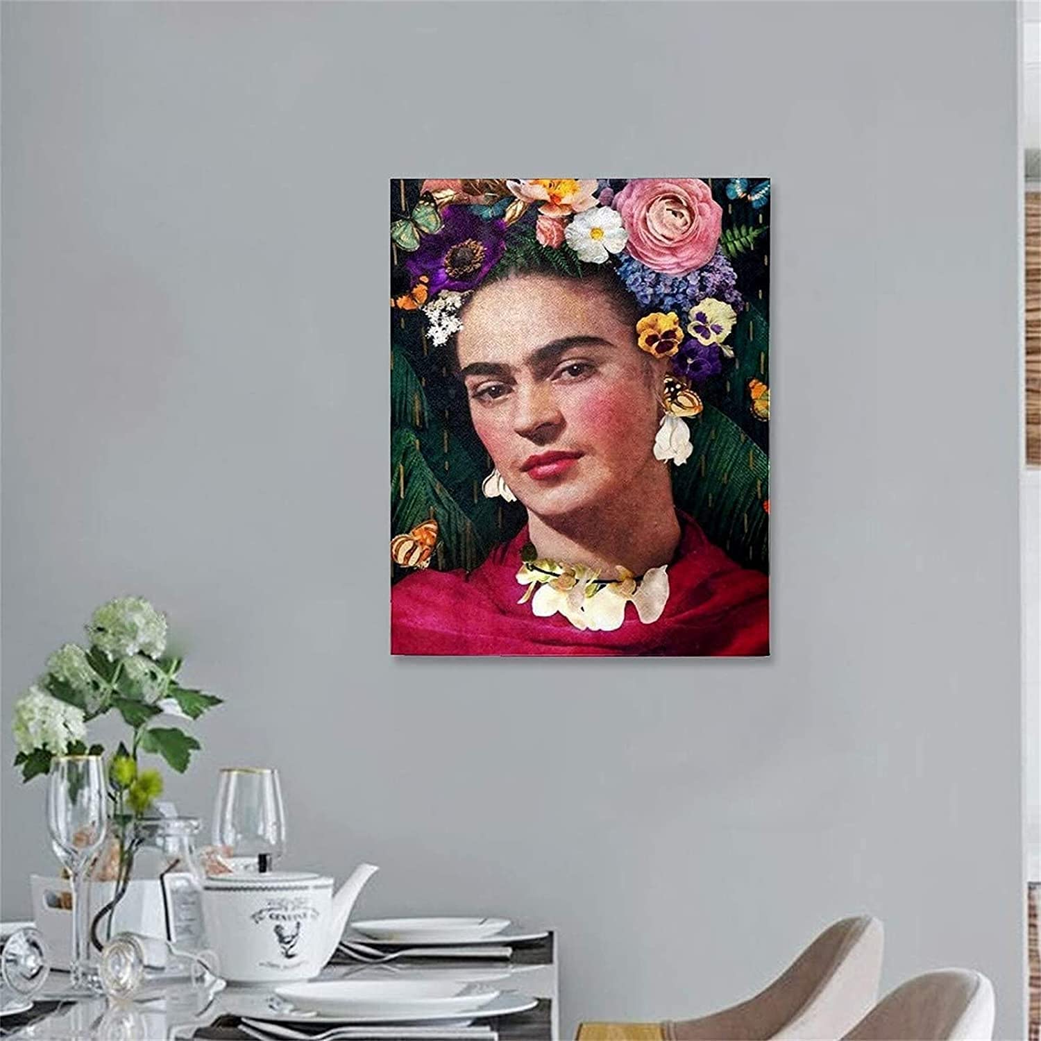 Tableau Toile Frida Kahlo Dark - Impression D'art Sur Châssis, Décoration Murale Moderne