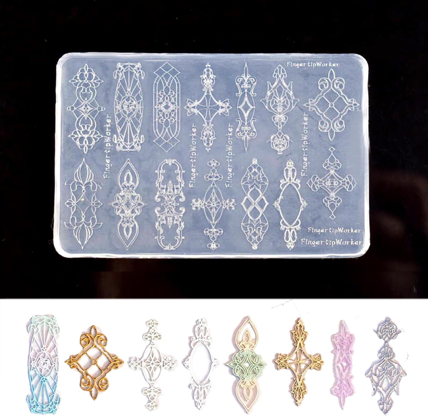 3D Frame Nail Mold Silicone Tools Window Grilles Embossing Resin Molds Nail Flowers Charms DIY Manicure Template Craft Making Tool