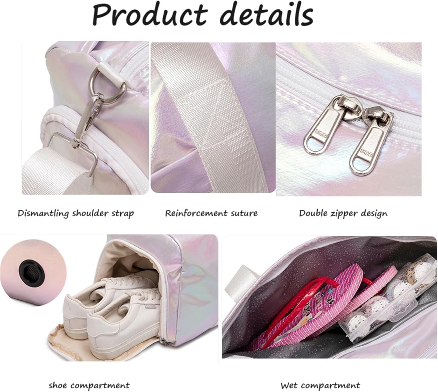 Personalized Gymnastic Duffle Bag with Shoe Compartment, Dance Bag with Chenille Letters, Waterproof Weekender Bag for Women