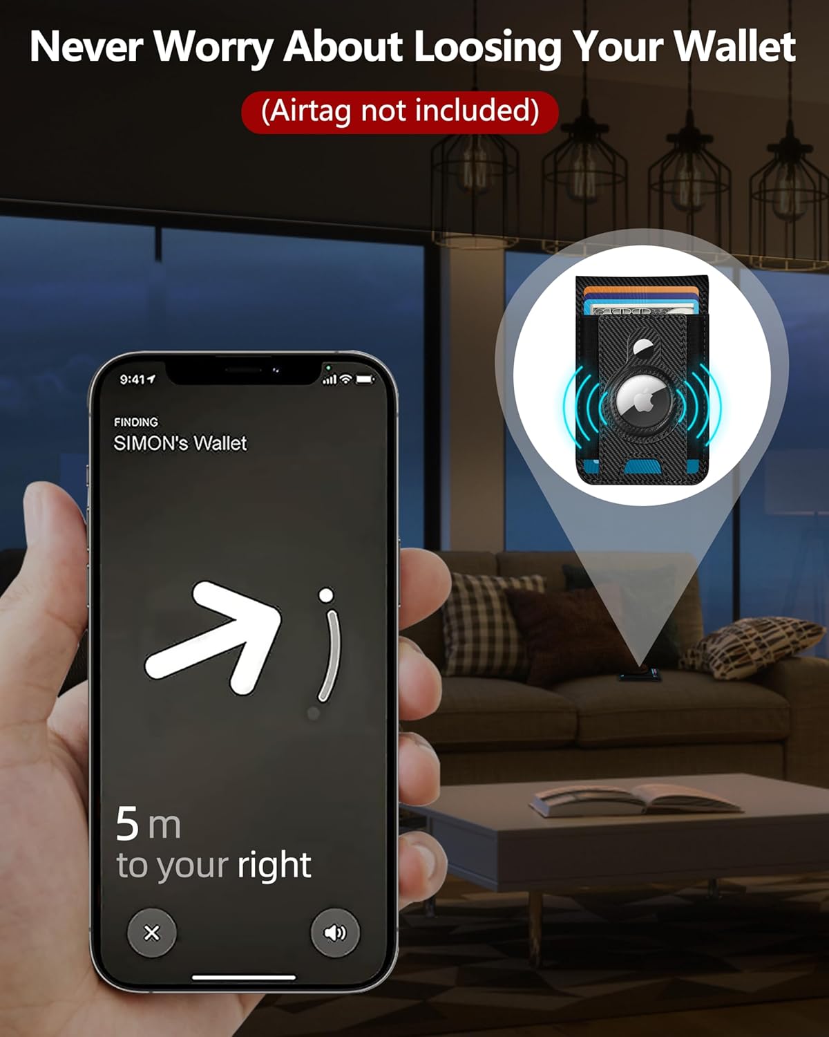 ExtreLife for Magsafe Wallet with Airtag Holder, Magnetic Wallet for iPhone 17/16/15/14/13/12 Series, 9-Card Holder, Open ID Window, Adjustable Stand, RFID Blocking, Black Carbon Fiber - Image 2