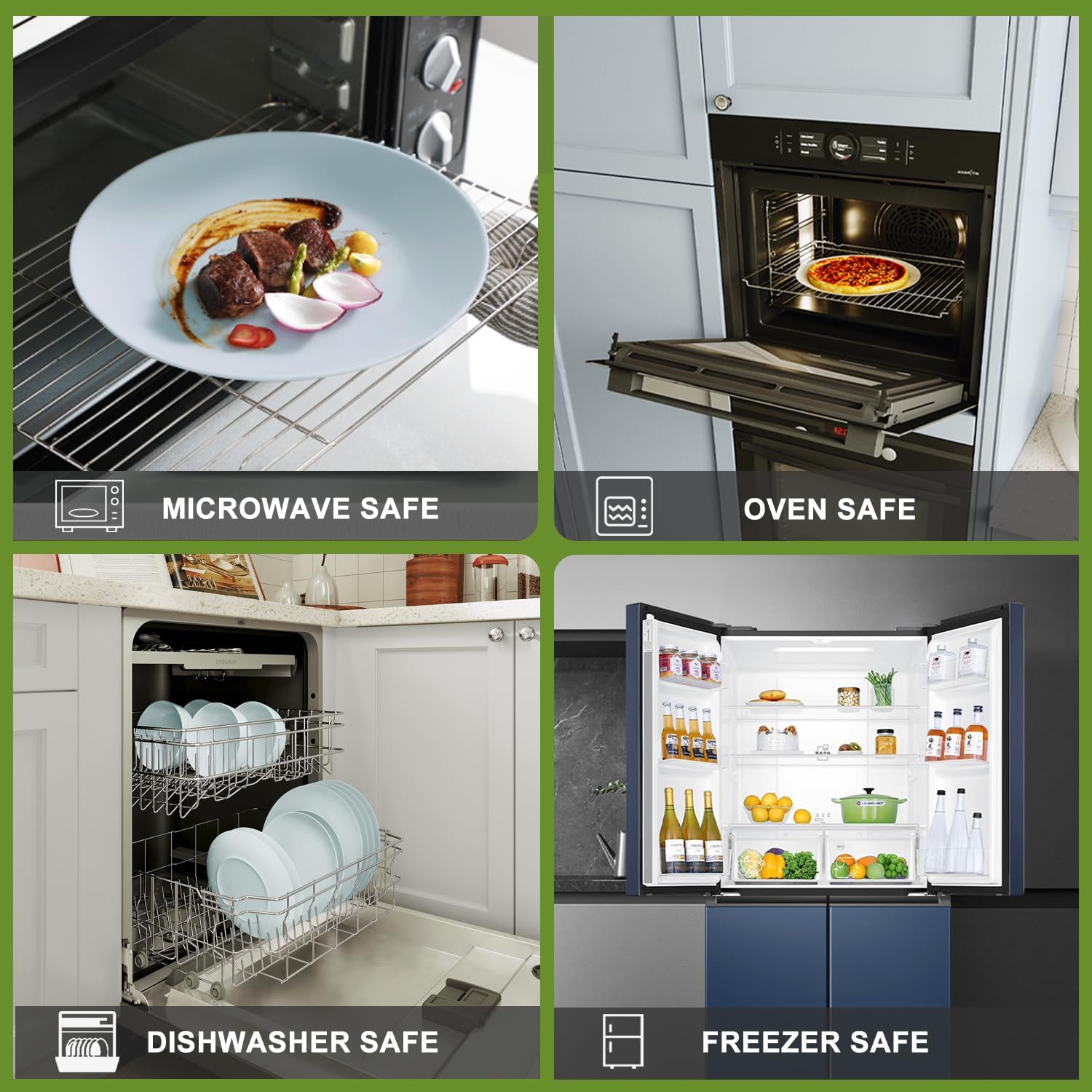 Yoshy 16-Piece Blue Bone China Dinnerware with Lightweight Durable Chip Resistant Design Service for 4 - Image 5