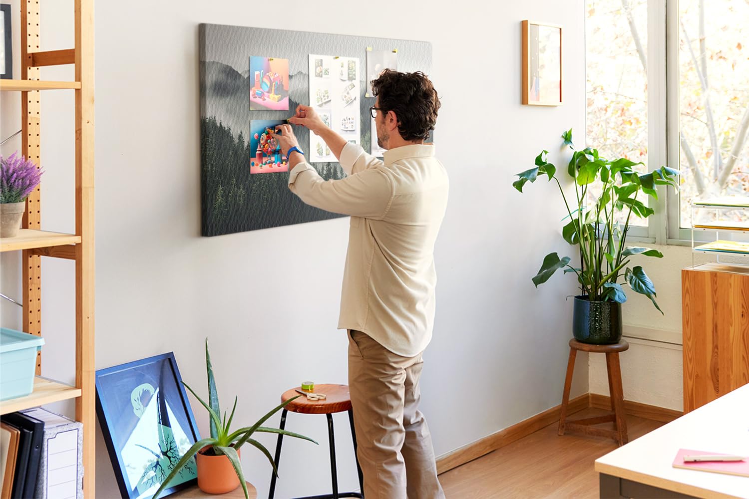 Tablero de corcho decorativo 120x80 cm | Paisaje forestal
