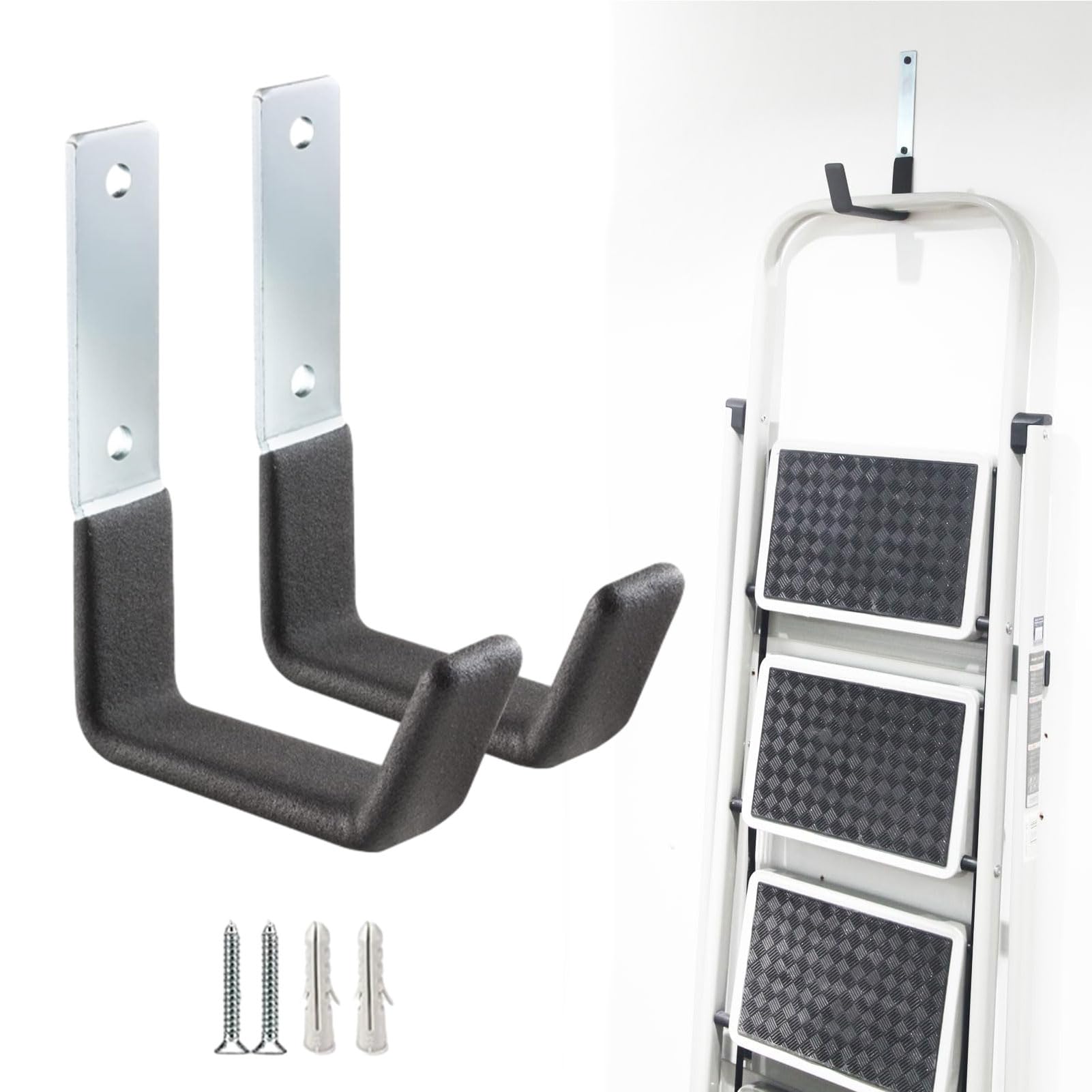 J Form Garage Haken,2 Stück Schwerlast Wandhaken,Utility-Haken für Garagenwand,Schwarz Universalhaken zum Schrauben,Wandhaken Garage,Schwerlasthaken zum Aufhängen,Sperrige Artikel Wandhalterung