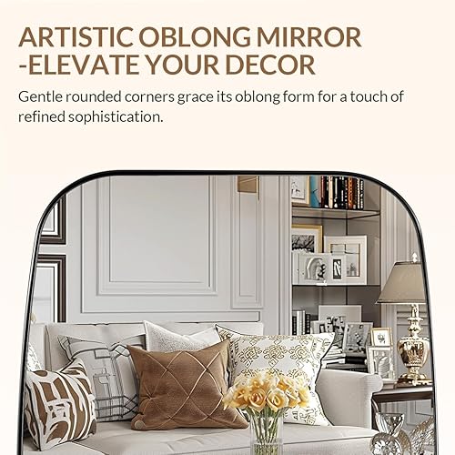 Miniatura 160 de ANDY STAR Espejos ovalados dorados para baño, espejo de pared oblongo, con marco de metal dorado cepillado de 24 x 36 pulgadas, espejo de tocador