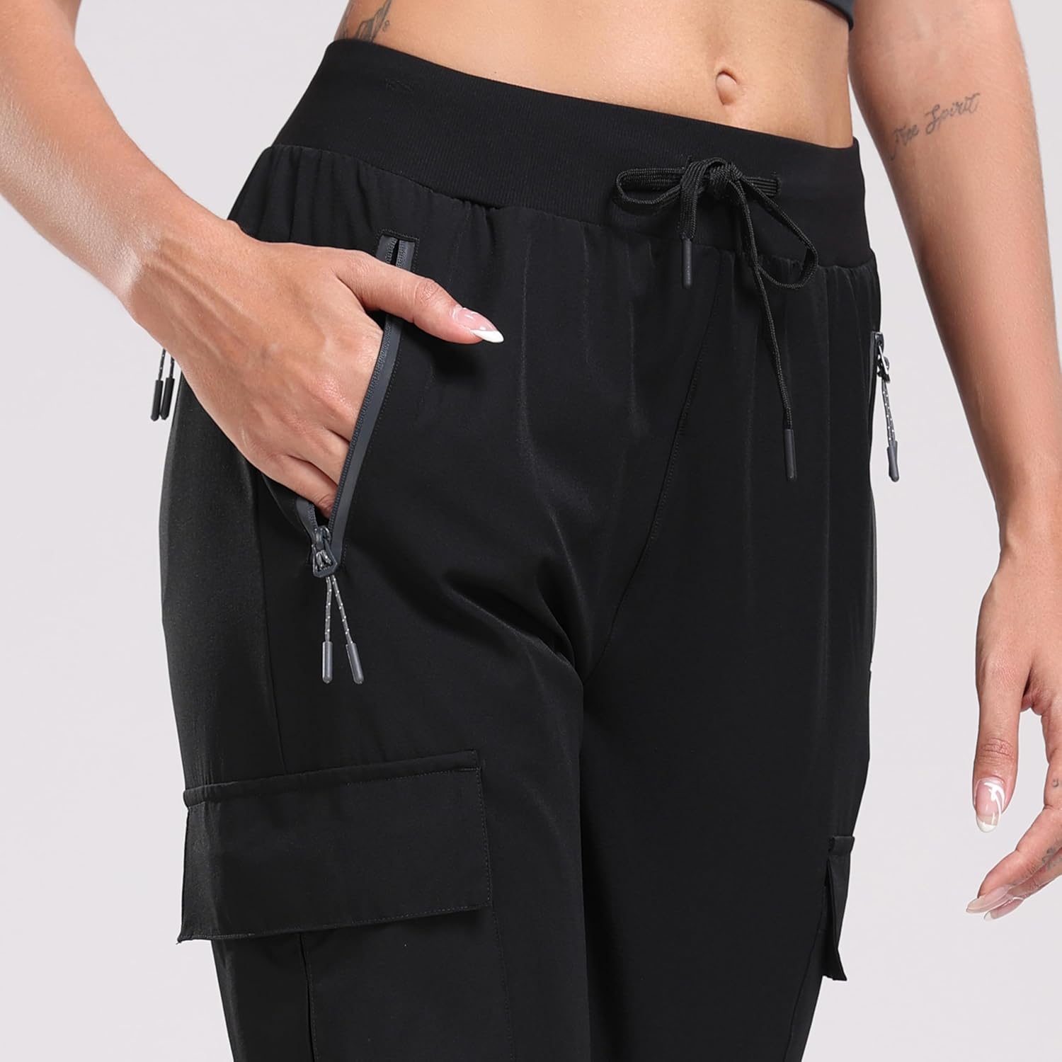 Oalka Women's Cargo Hiking Pants Lightweight Travel Pockets Joggers Quick Dry - Image 5