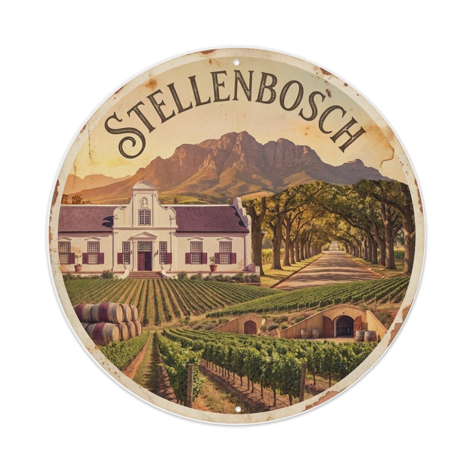 Retro South Africa Travel Stellenbosch Metal Tin Sign