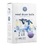 Woolzies Wool Dryer Balls Organic Big Wool Spheres Best Fabric Softener | 6-Pack XL Dryer Balls for Laundry is Made with New Zealand Wool | Use Laundry Balls for Dryer with Essential Oils (Lavender)