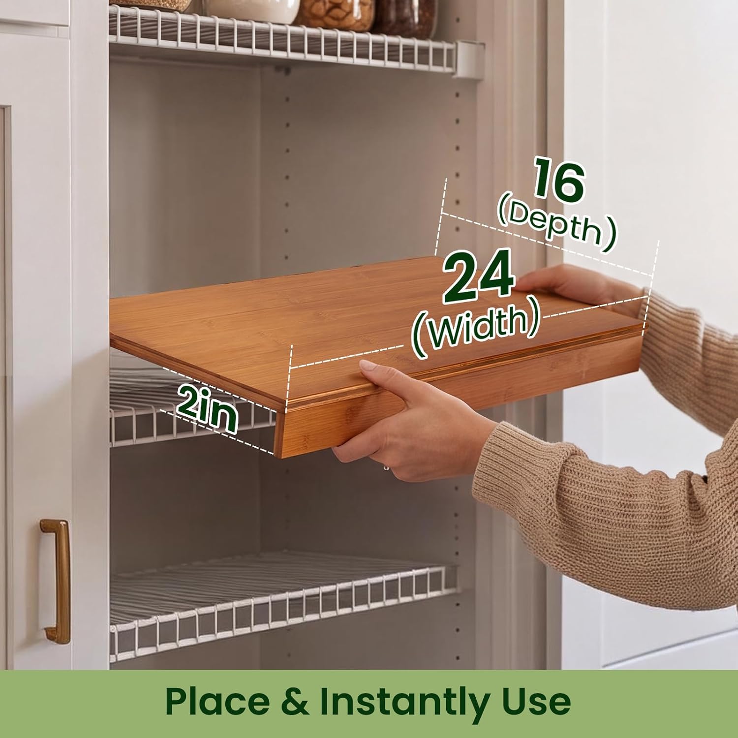Bamboo Wire Shelf Covers for Wire Shelving, 24" W X 16" D, 5 PCS